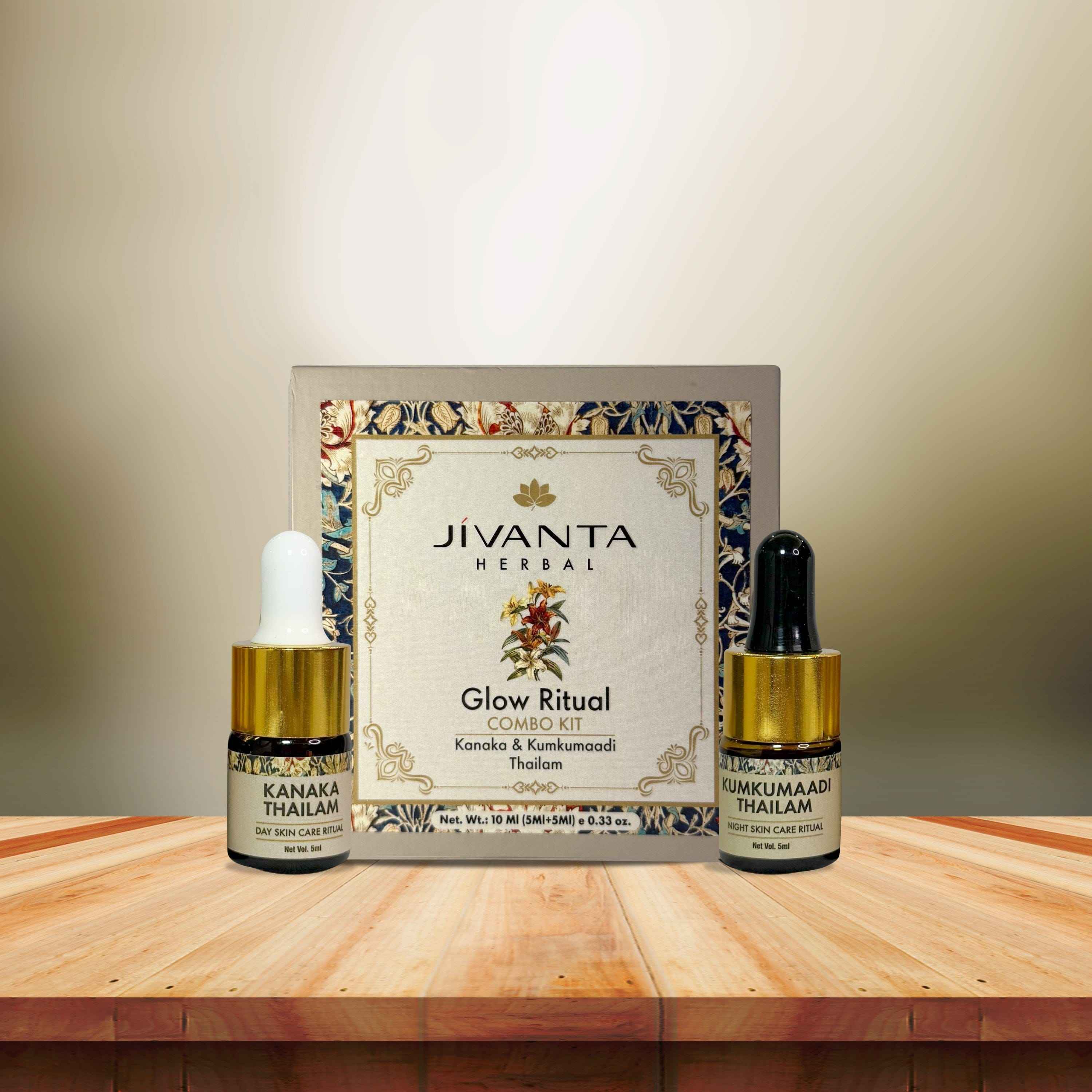 Glow Ritual Combo Kit | Kumkumaadi Thailam Ayurvedic Night Oil & Kanaka Thailam Ayurvedic Day Face Oil |10ml (5ml + 5ml)