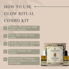 Jivantaherbal Glow Ritual Combo Kit | Kumkumaadi Thailam Ayurvedic Night Oil & Kanaka Thailam Ayurvedic Day Face Oil |10ml (5ml = 5ml)