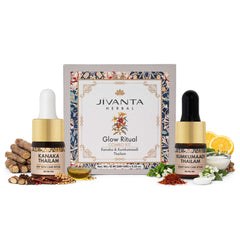 Jivantaherbal Glow Ritual Combo Kit | Kumkumaadi Thailam Ayurvedic Night Oil & Kanaka Thailam Ayurvedic Day Face Oil |10ml (5ml + 5ml)