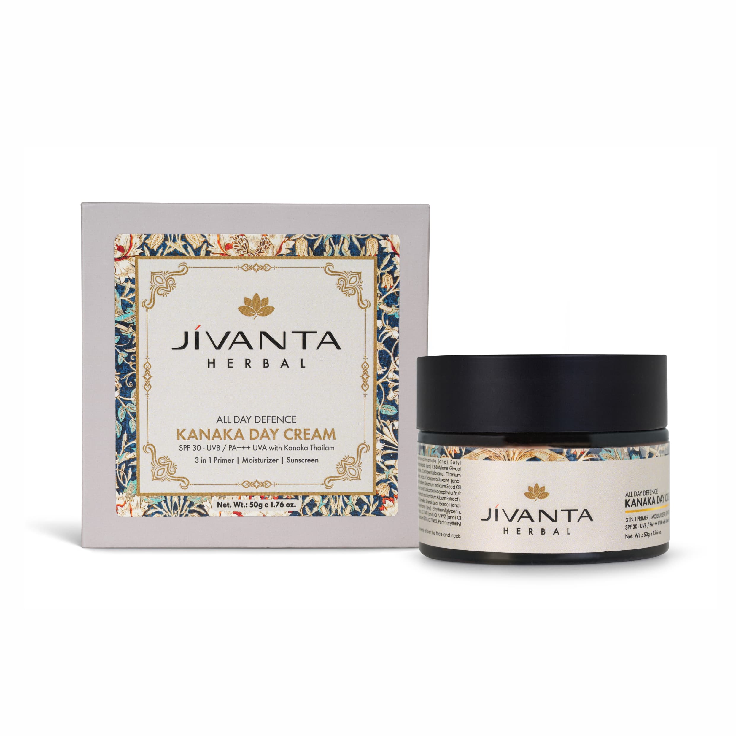 Jivantaherbal Kanaka Day Cream 3 in 1 primer | Moisturizer | Sunscreen with SPF 30+++ / UVA