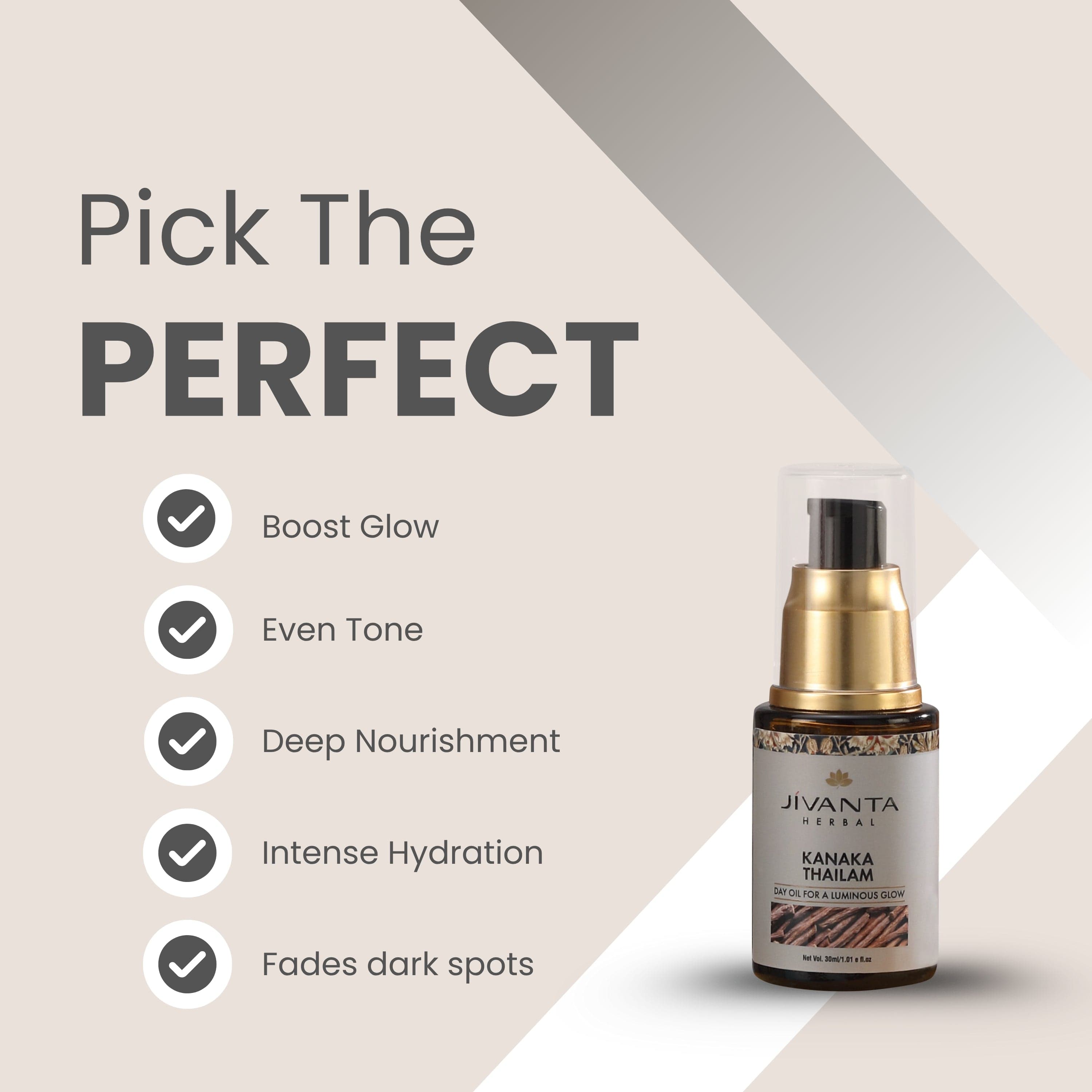 Jivantaherbal Kanaka Thailam Ayurvedic Day Face Oil for Glowing & Pigmentation | 30ml