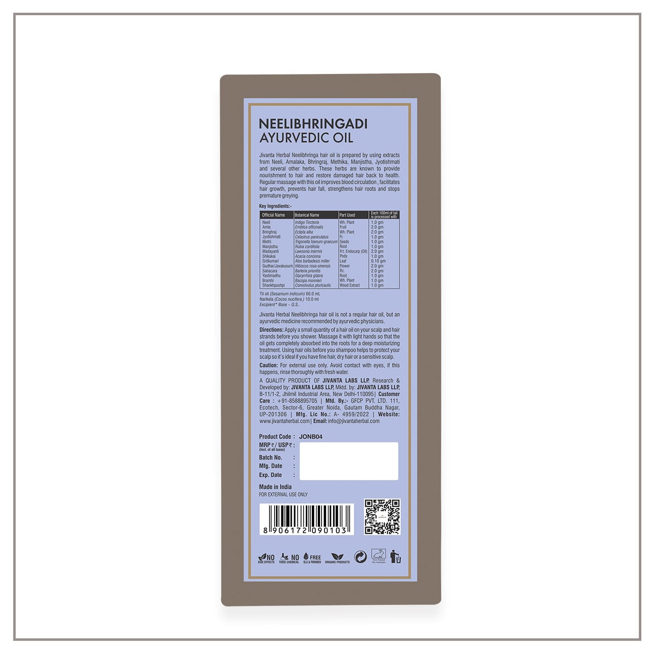 Jivanta herbal Neelibhringadi Hair Oil