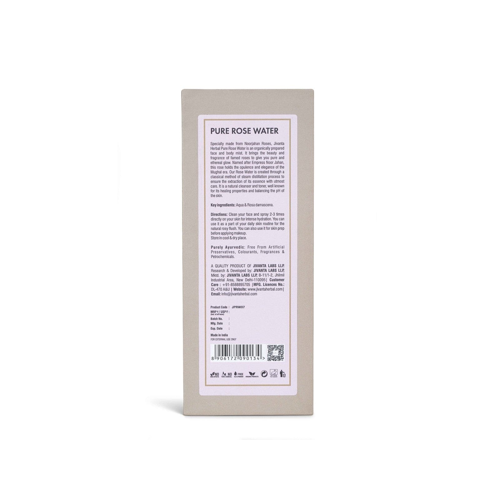 Jivantaherbal Rose Water I Face & Body Mist Steam Distilled