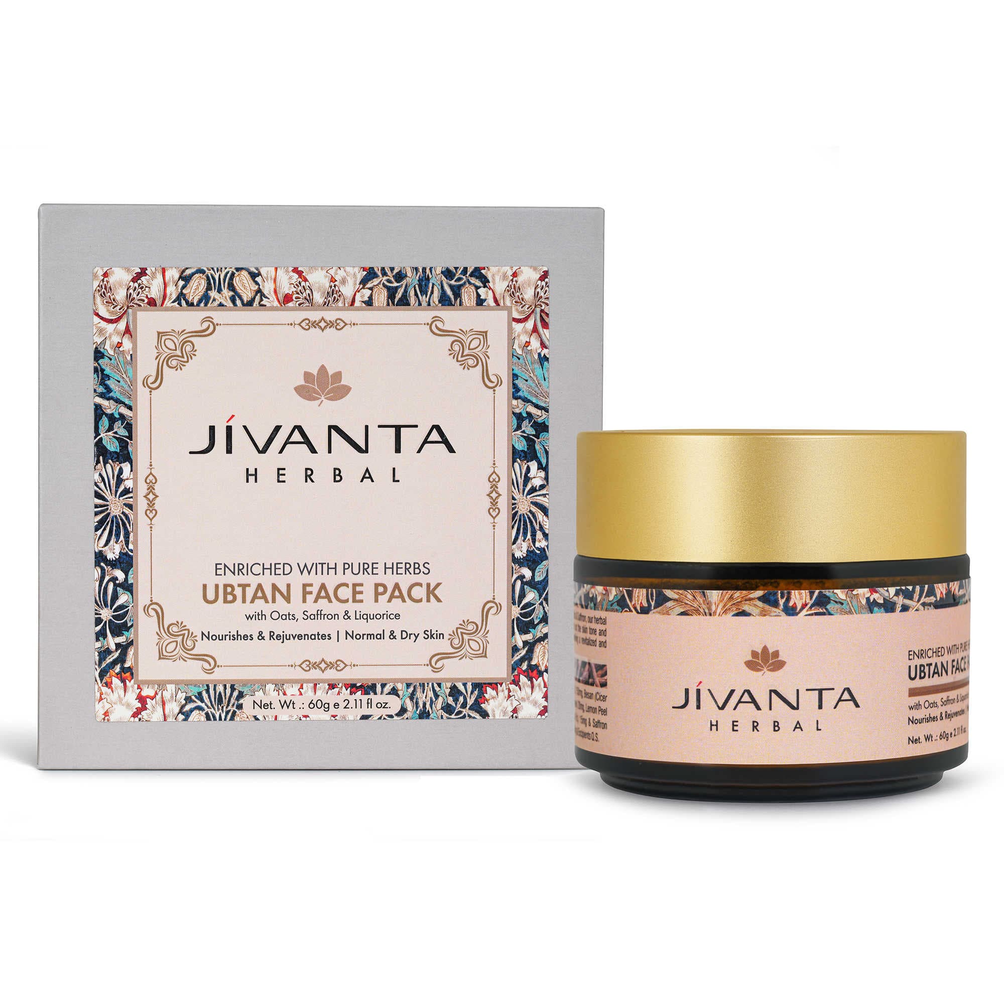 Jivantaherbal Ubtan Face Pack for Dry/Normal Skin | Brightening & Hydrating with Saffron, Liquorice