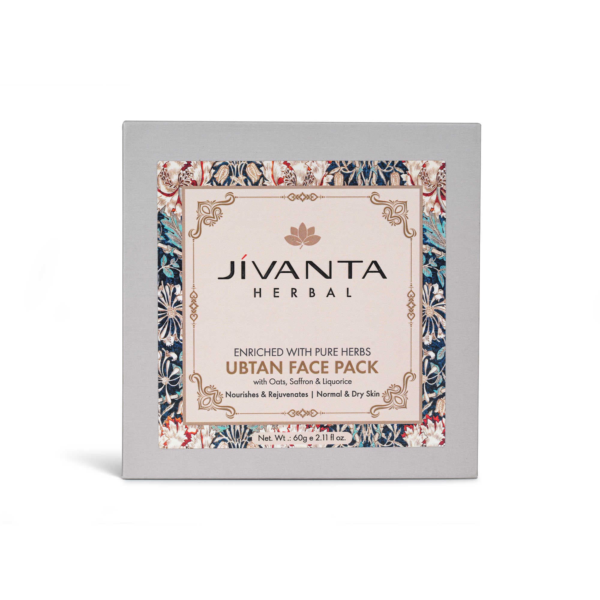 Jivantaherbal Ubtan Face Pack for Dry/Normal Skin | Brightening & Hydrating with Saffron, Liquorice