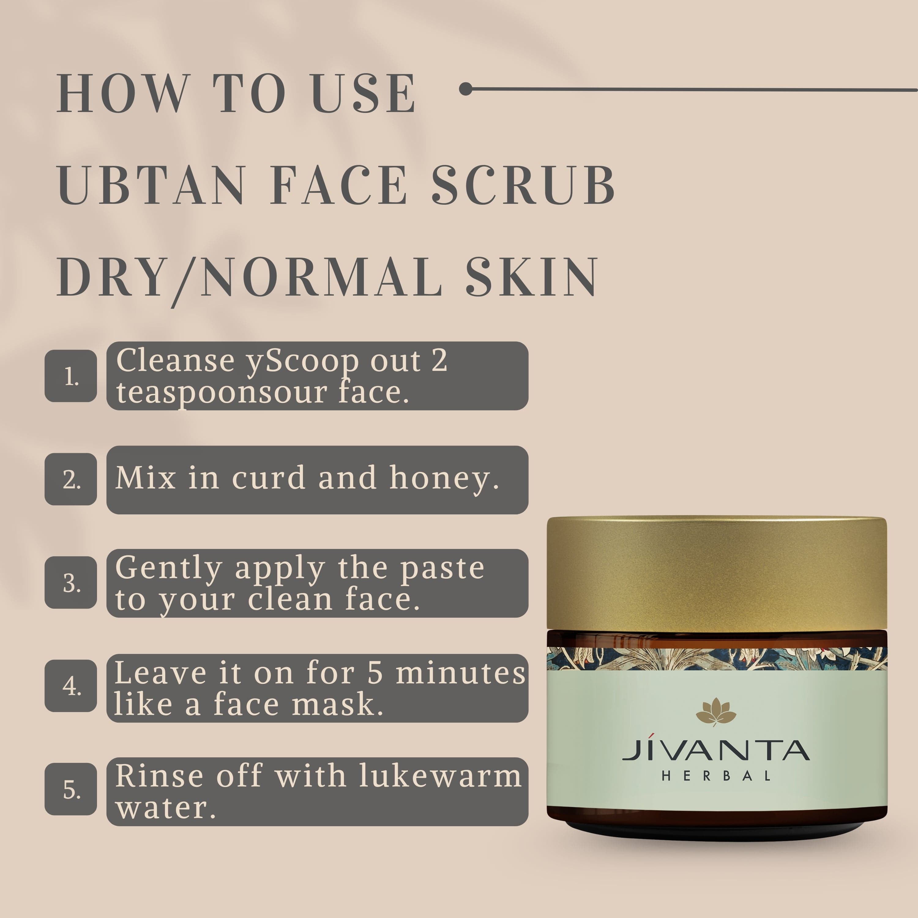Jivantaherbal Ubtan Face Scrub for Dry/Normal Skin | Detoxifies & Exfoliats