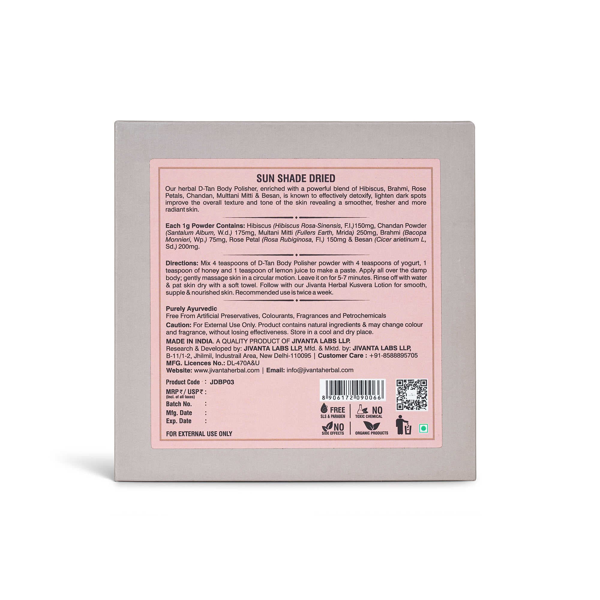 Jivantaherbal D-Tan Body Polisher | Brightening & Exfoliating Scrub for Tanned Skin