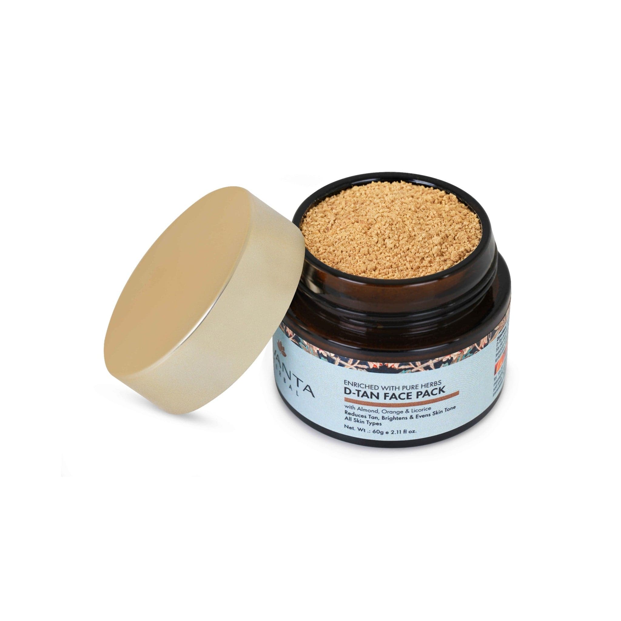 Jivantaherbal D-Tan Face Pack with Almond, Orange & Licorice, Reduces Tan, Brightens, & Evens Skin Tone for All Skin Types