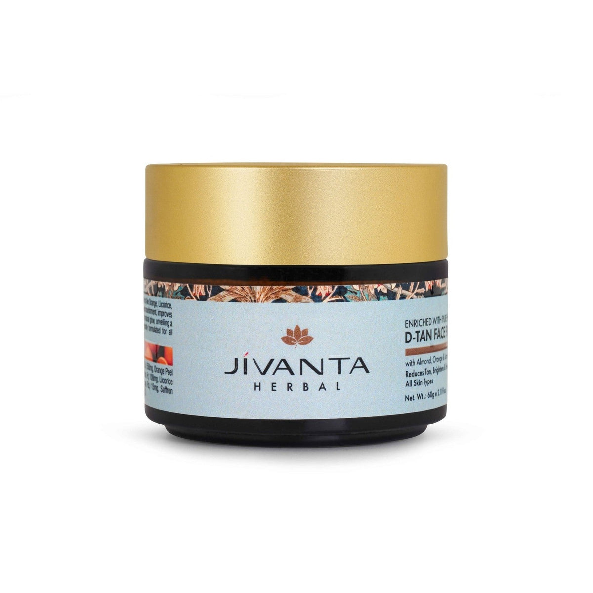 Jivantaherbal D-Tan Face Pack with Almond, Orange & Licorice, Reduces Tan, Brightens, & Evens Skin Tone for All Skin Types