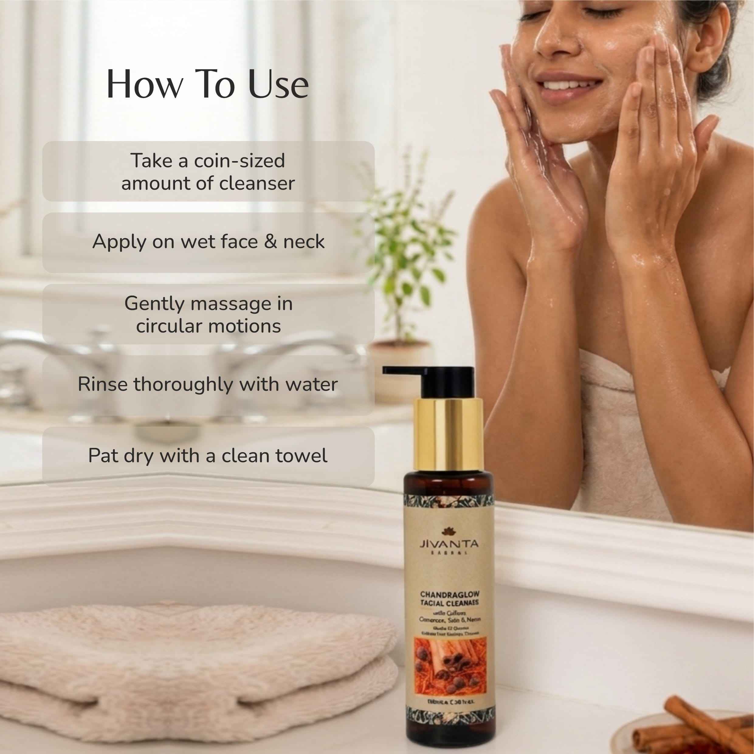 Chandraglow Facial Cleanser- Ayurvedic Brightening & Oil Control Face Wash with Saffron, Tulsi, Neem & Manjistha | 100 Ml