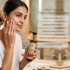 Chandraglow Facial Cleanser- Ayurvedic Brightening & Oil Control Face Wash with Saffron, Tulsi, Neem & Manjistha | 100 Ml