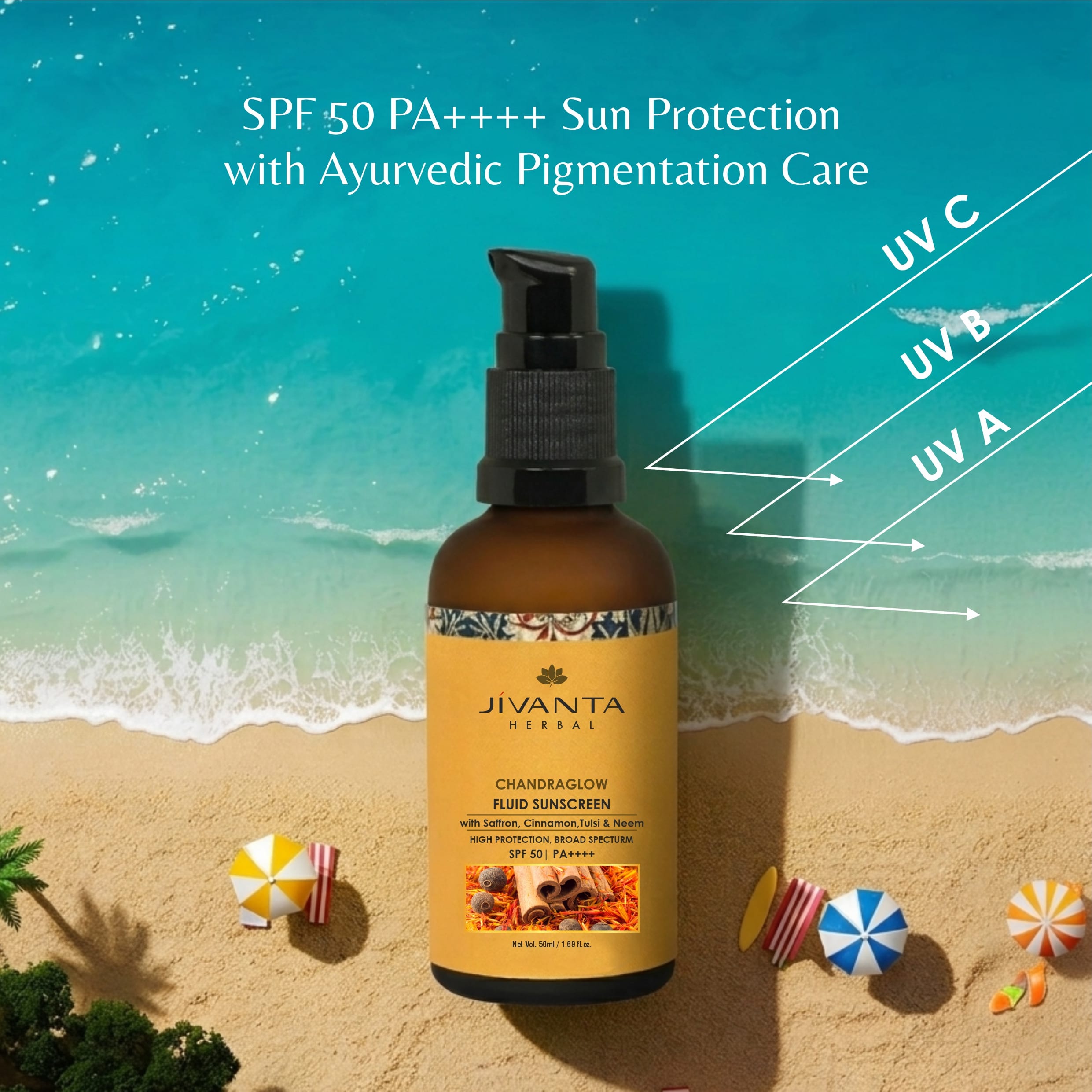 Jivantaherbal Jivanta Herbal Cahndraglow Fluid Sunscreen SPF 50 PA++++