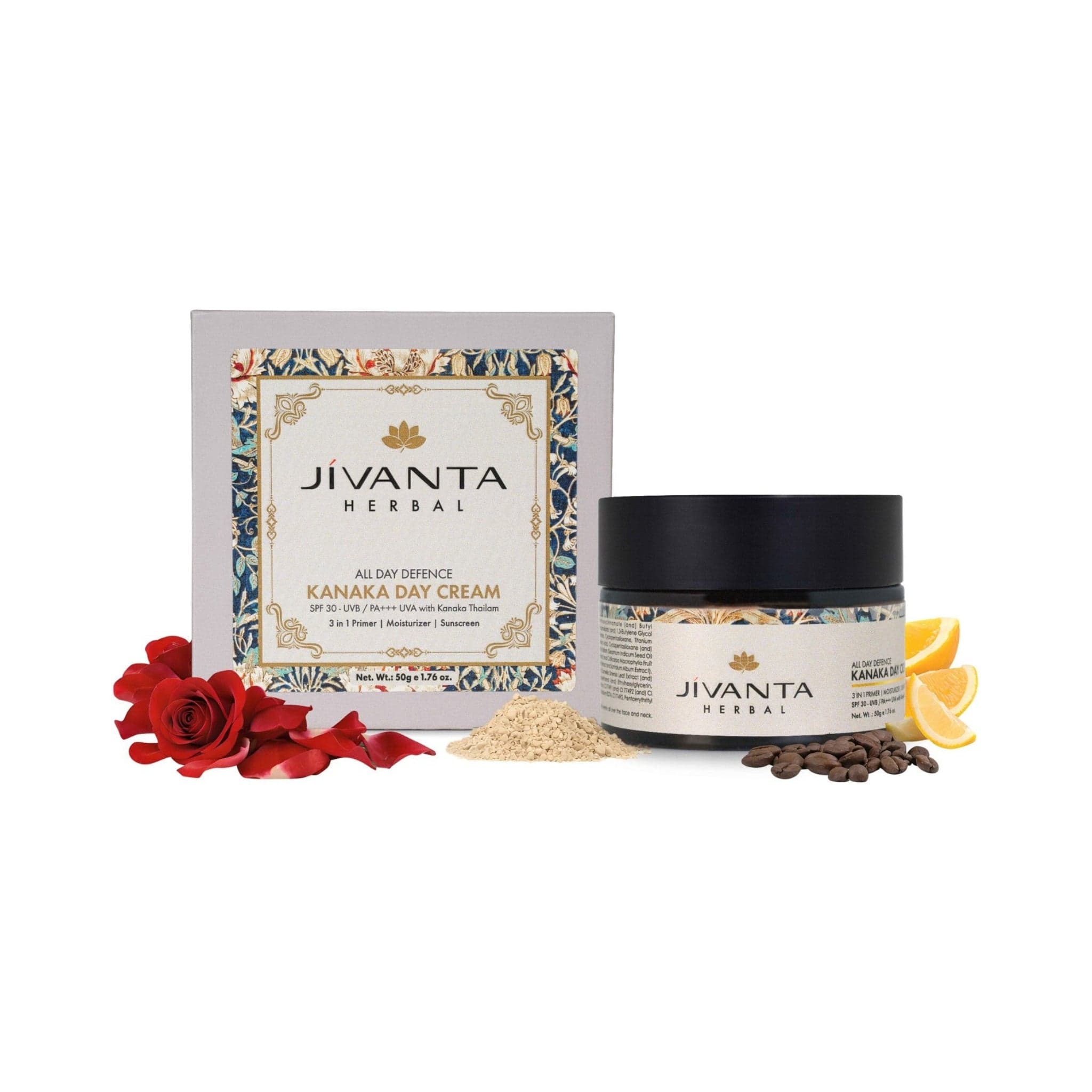 Jivantaherbal Kanaka Day Cream 3 in 1 primer | Moisturizer | Sunscreen with SPF 30+++ / UVA