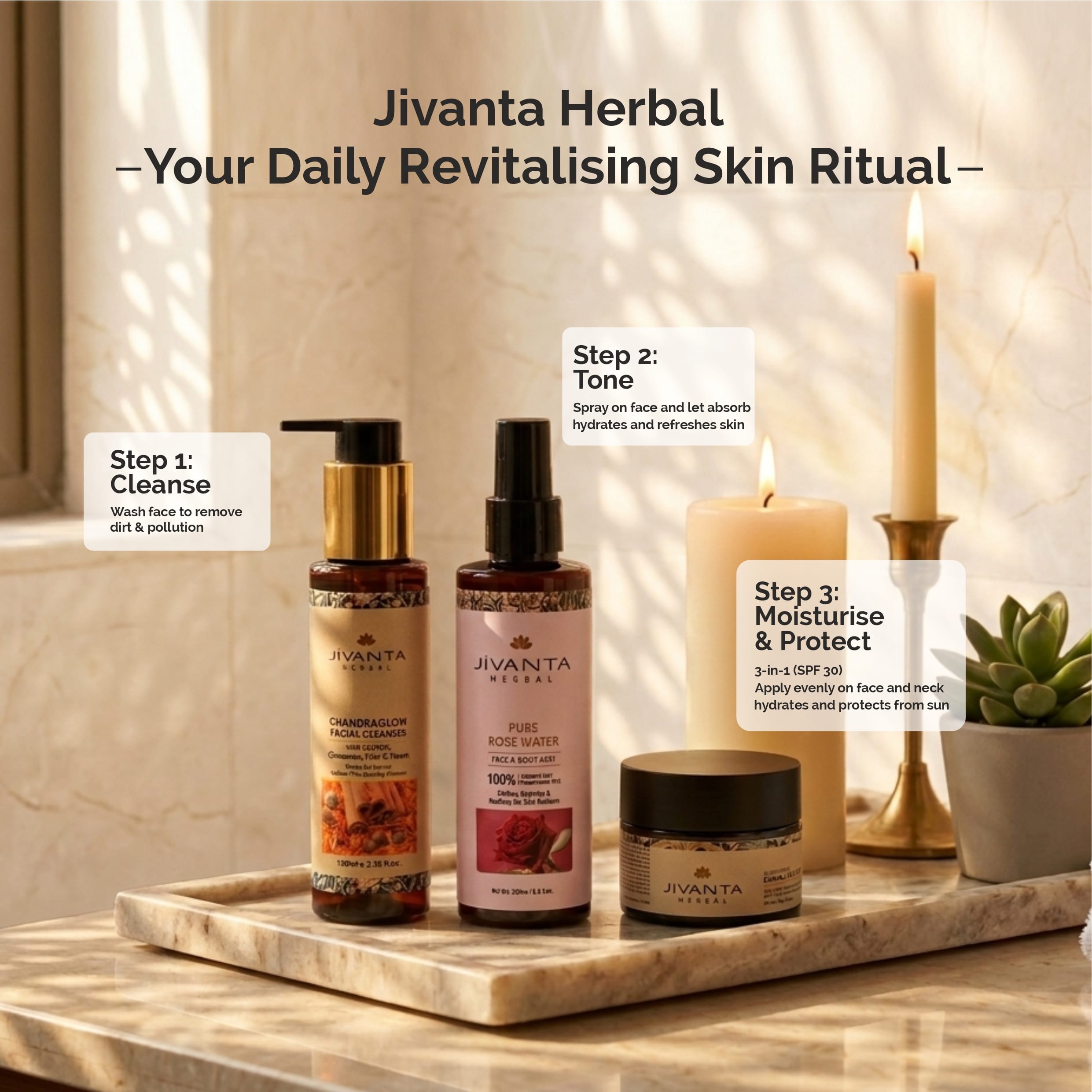 Jivantaherbal Kanaka Day Cream 3 in 1 primer | Moisturizer | Sunscreen with SPF 30+++ / UVA