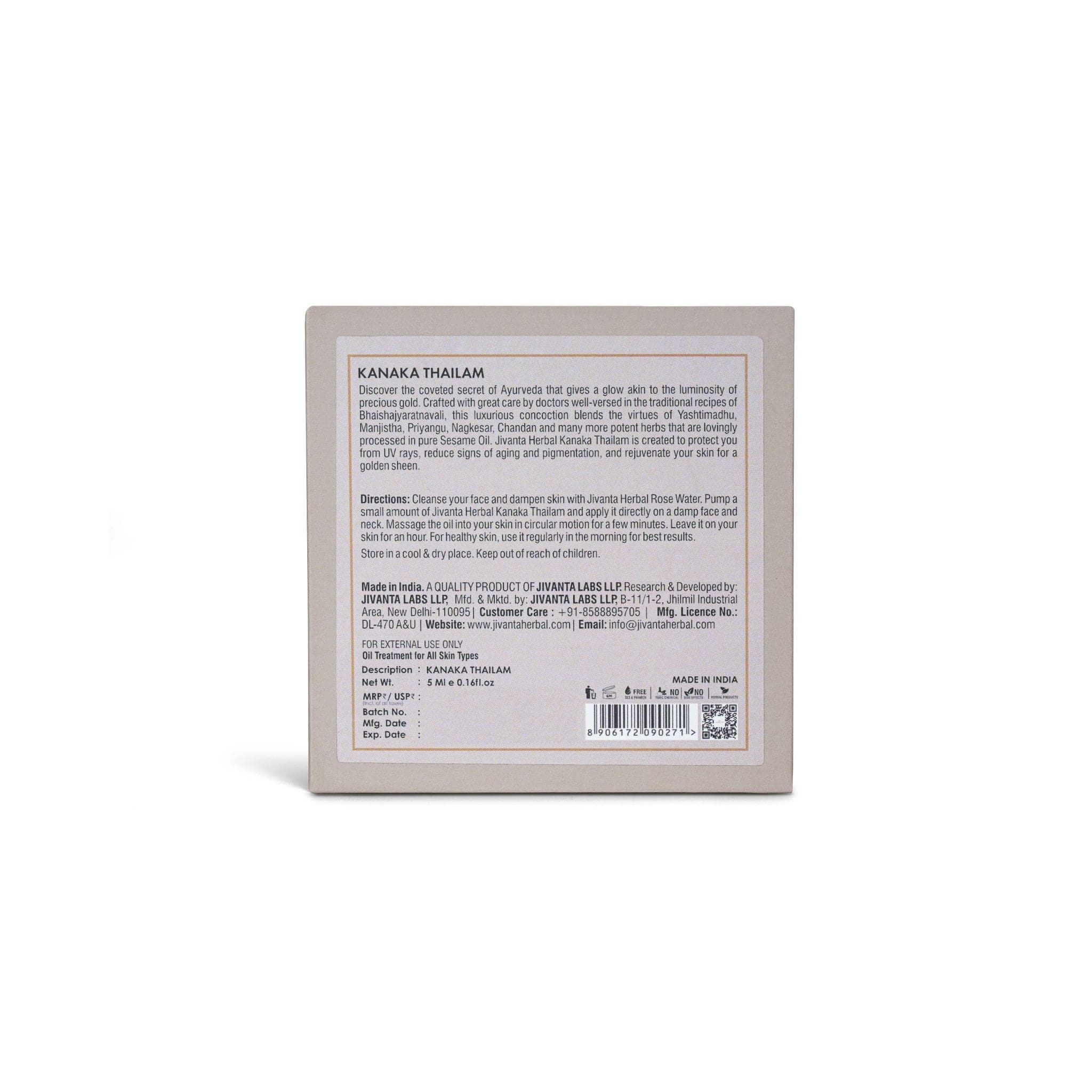 Jivantaherbal Kanaka Thailam Ayurvedic Day Face Oil for Glowing & Pigmentation | 30ml