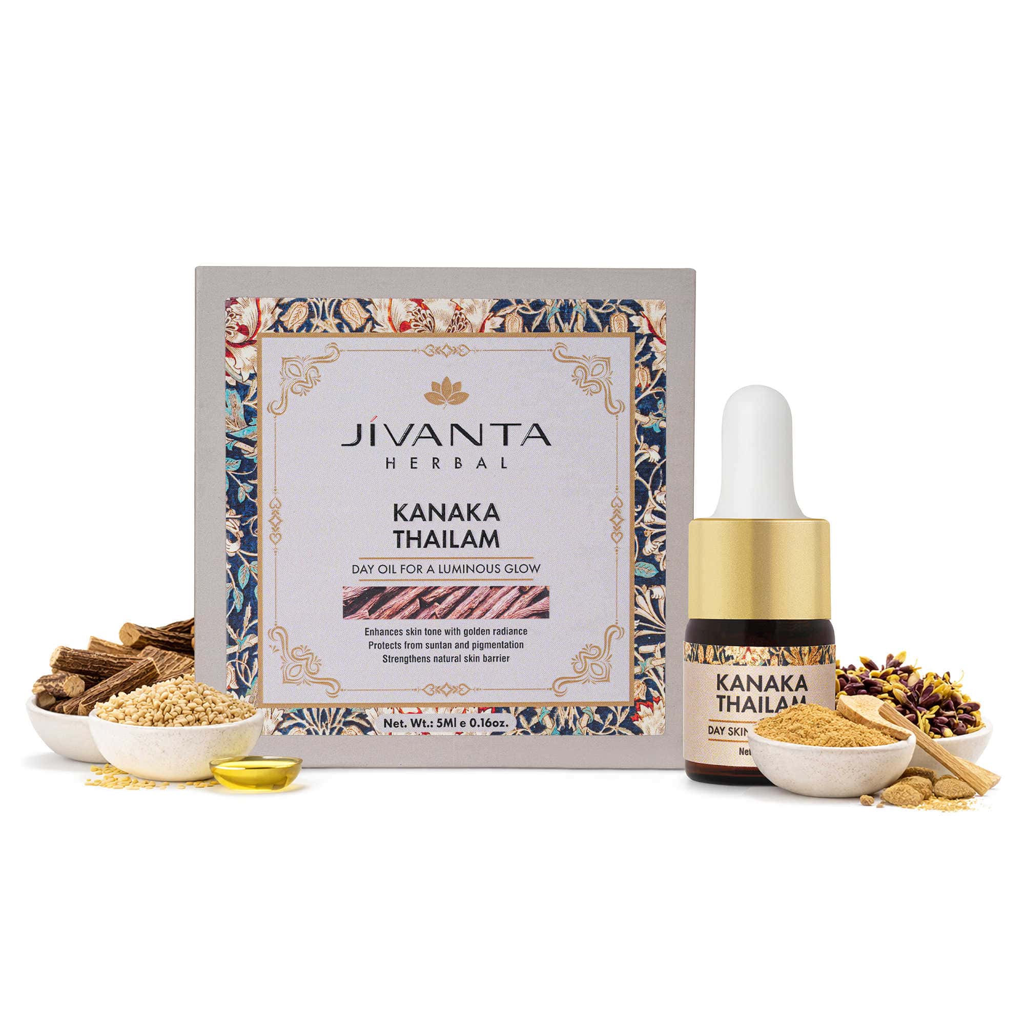 Jivantaherbal Kanaka Thailam Ayurvedic Day Face Oil for Glowing & Pigmentation | 30ml
