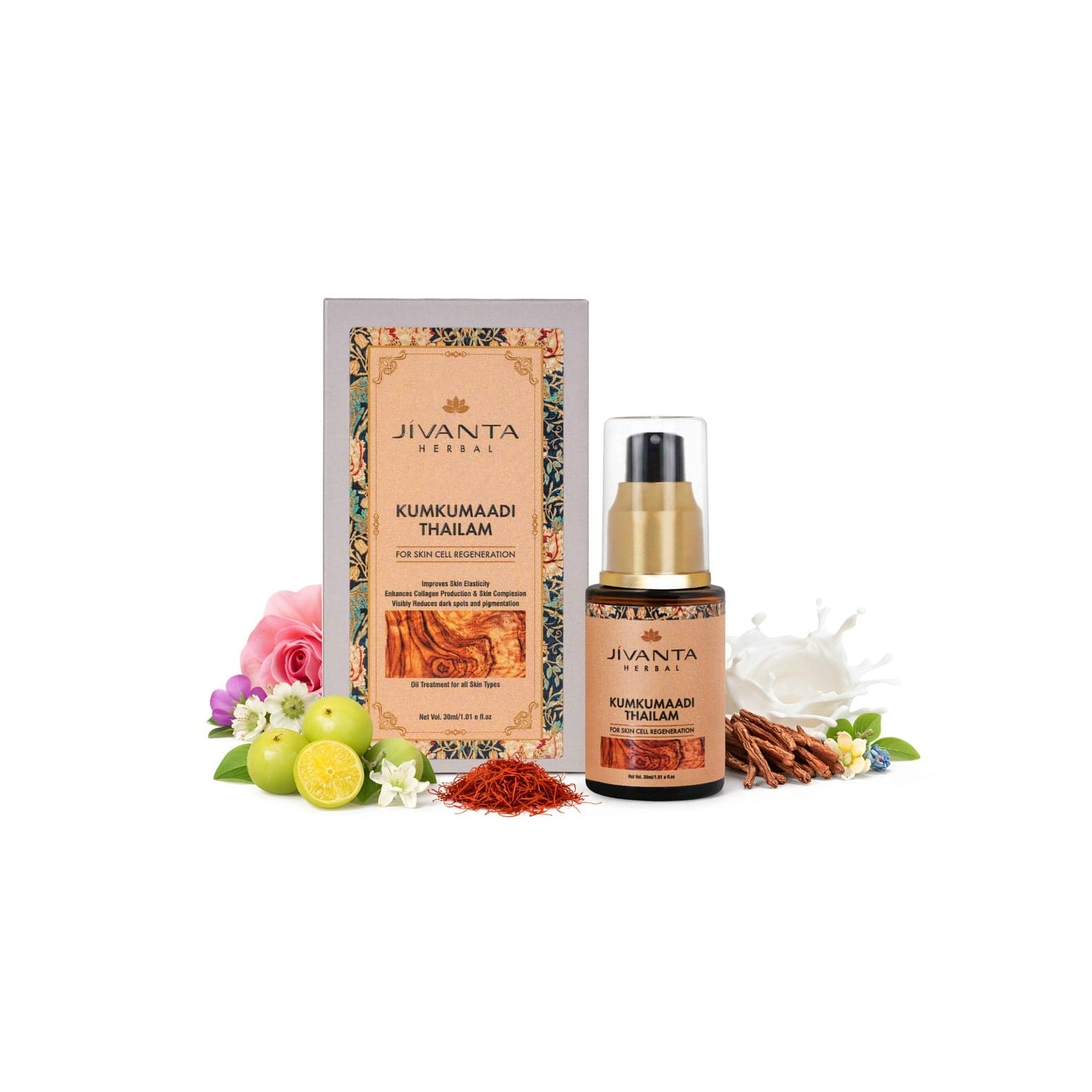 Jivantaherbal Kumkumaadi Thailam Ayurvedic Night Oil | Reduce Dark Spots & Pigmentation
