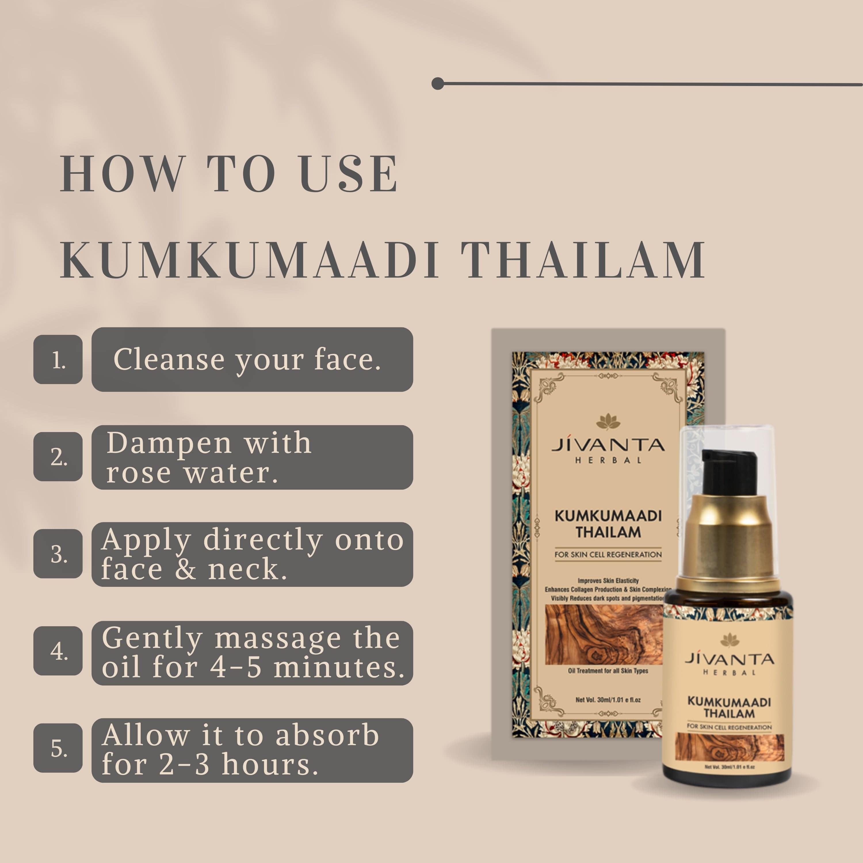 Jivantaherbal Kumkumaadi Thailam Ayurvedic Night Serum