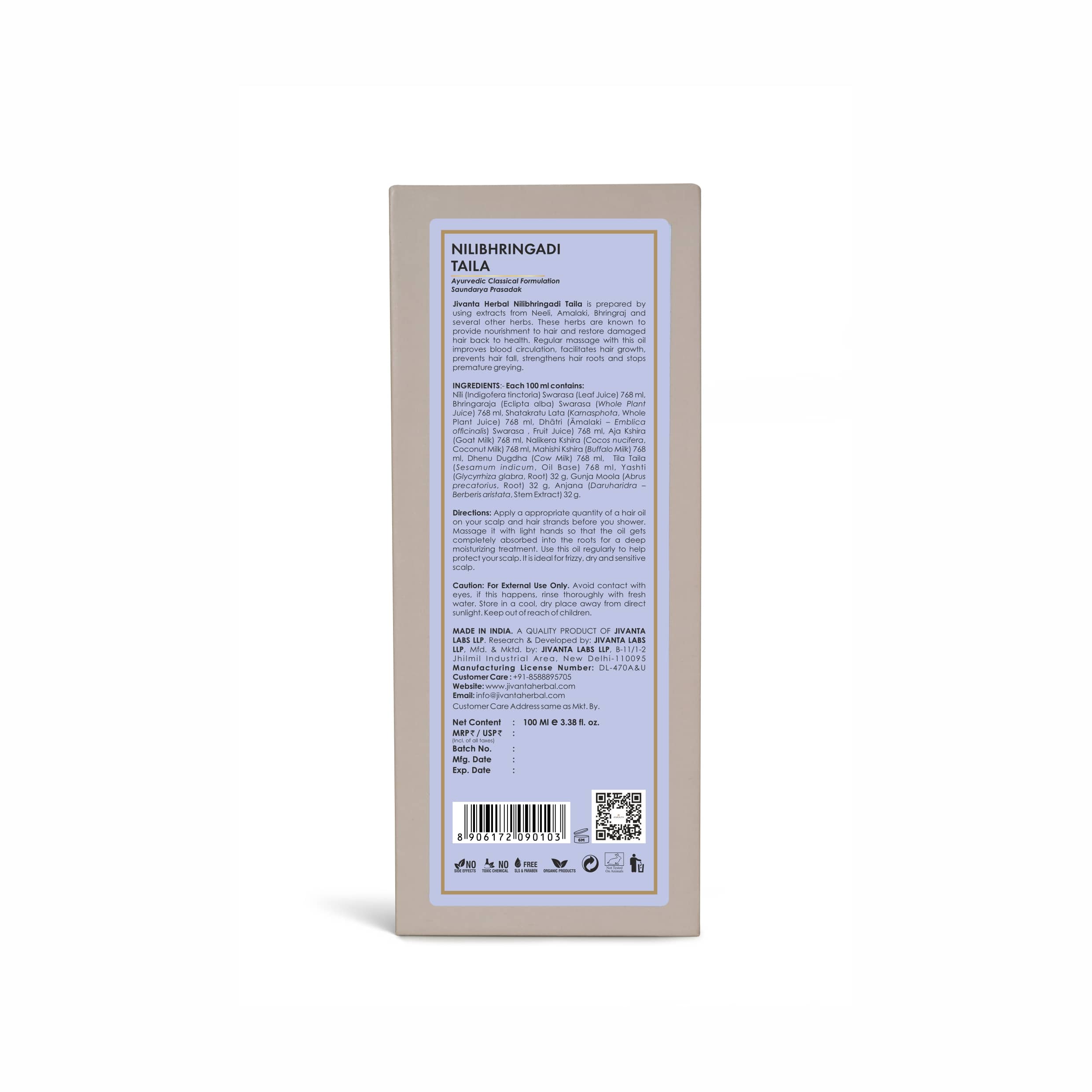 Jivantaherbal Neelibhringadi Hair Oil | Hair Growth & Controls Hairfall