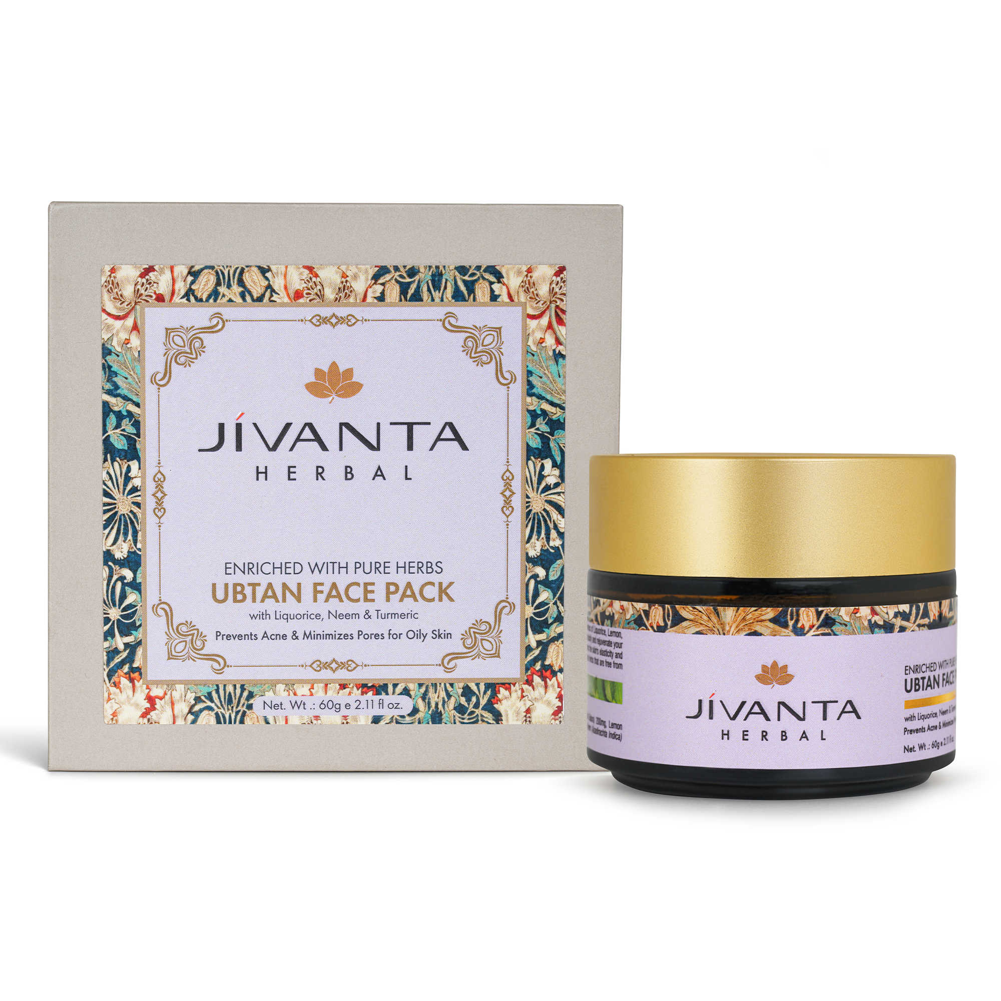 Jivantaherbal Ubtan Face Pack for Oily Skin | Ayurvedic Tan Removal & Oil Control Face Pack with Turmeric and Multani Mitti
