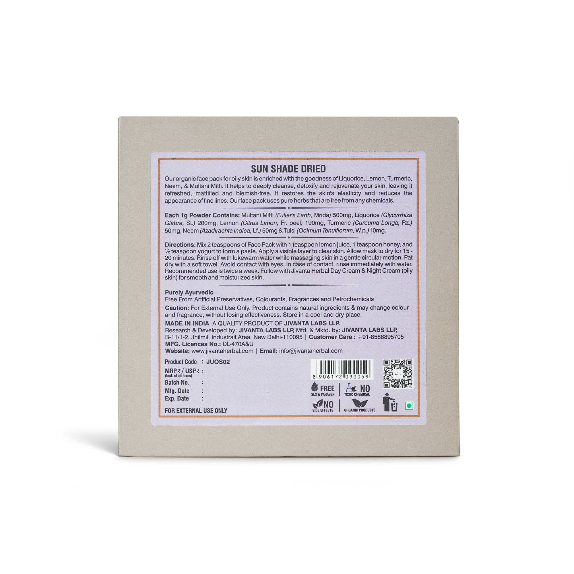 Jivantaherbal Ubtan Face Pack for Oily Skin | Ayurvedic Tan Removal & Oil Control Face Pack with Turmeric and Multani Mitti