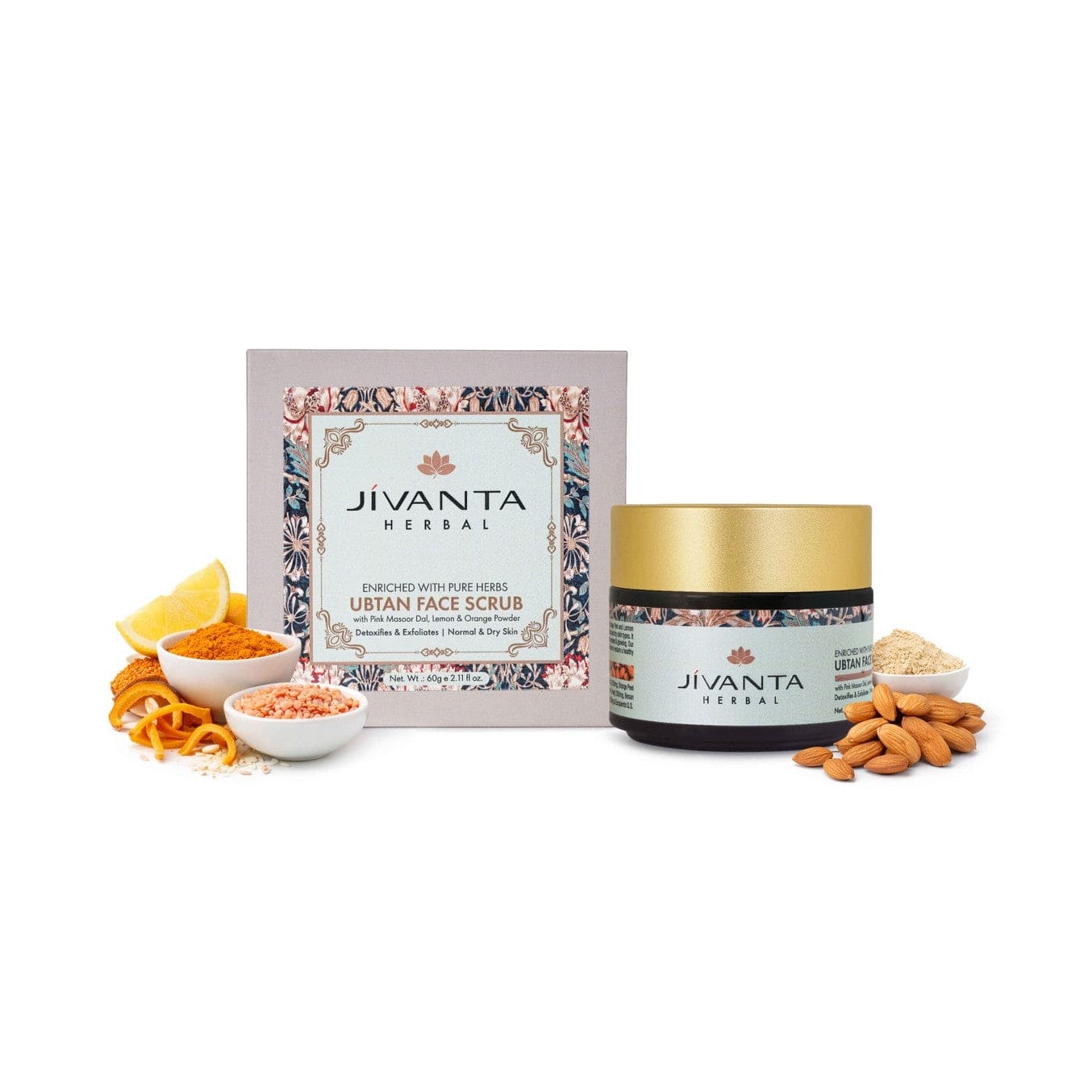 Jivantaherbal Ubtan Face Scrub for Dry/Normal Skin | Detoxifies & Exfoliats