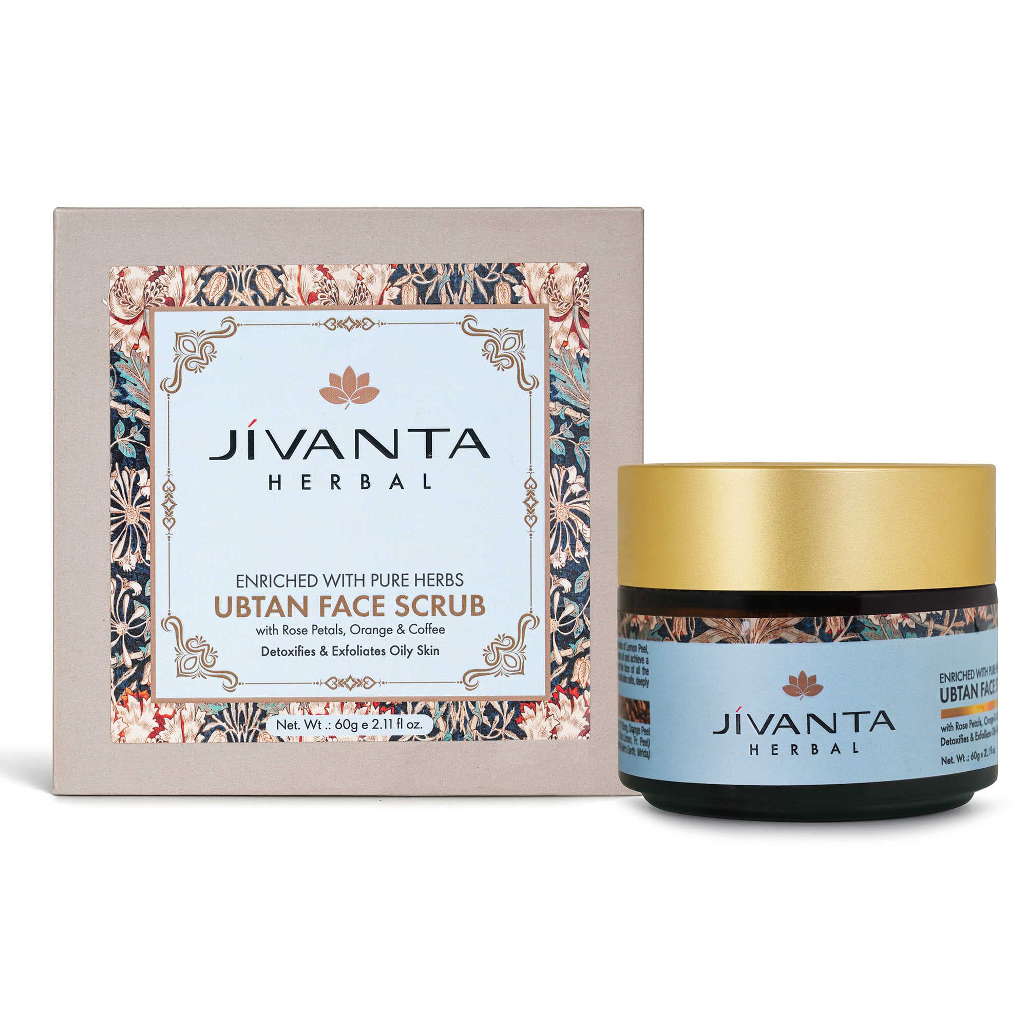 Jivantaherbal Ubtan Face Scrub for Oily Skin | Ayurvedic Tan Removal & Brightening Exfoliator